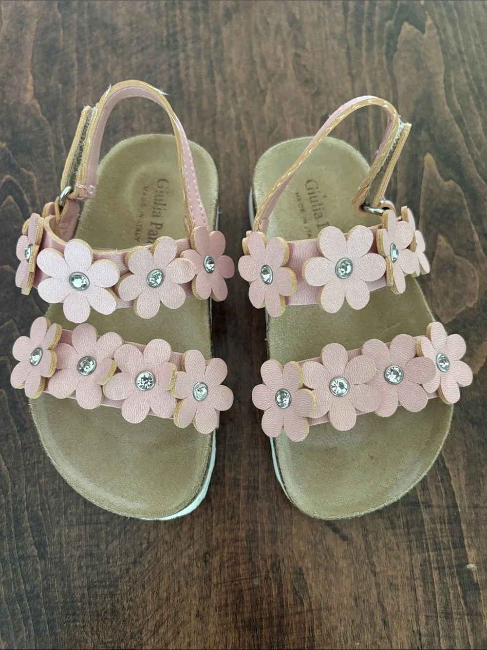 Cat & Jack Girls Pink Flower and Gold Bow Sandal Set